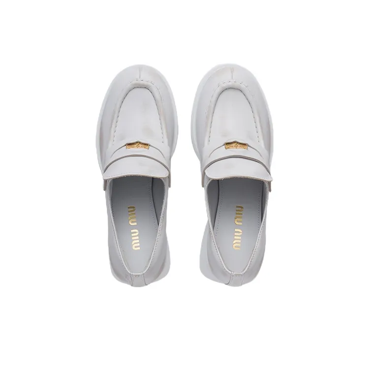 MIU MIU Penny Block Heel High Heels 7.5cm Women's White-3