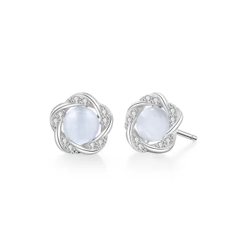 Lao Feng Xiang S999 Silver Sterling Silver Stud Earrings Women's