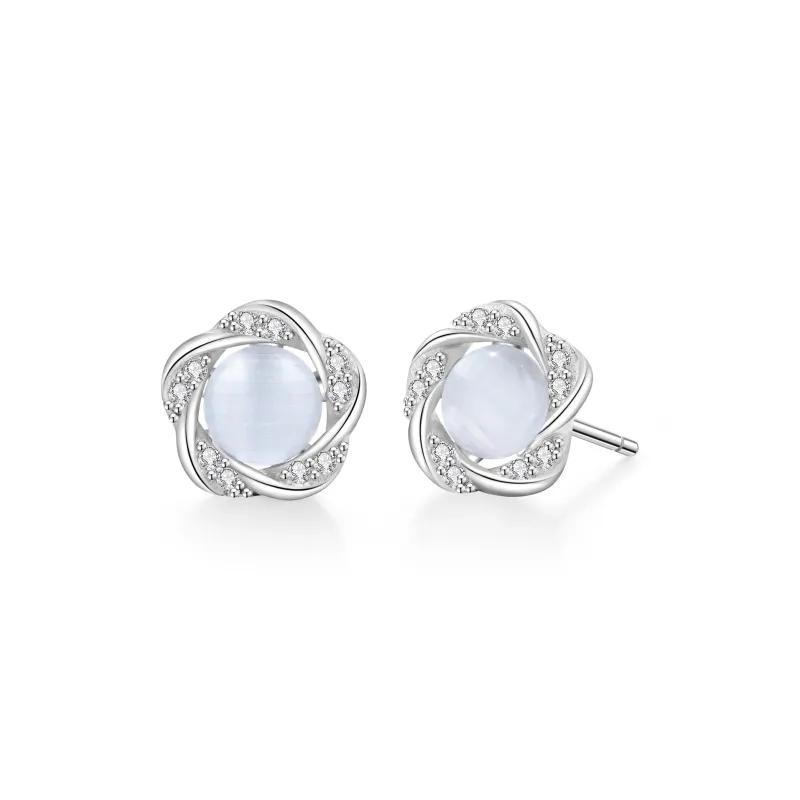 Lao Feng Xiang S999 Silver Sterling Silver Stud Earrings Women's-0