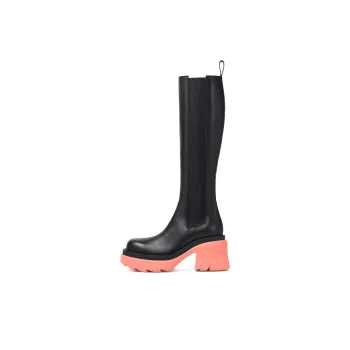 Bottega Veneta Leather Heel Boot Black Flamingo Women's