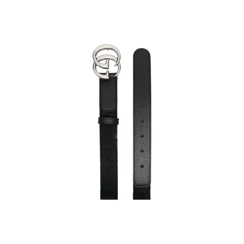 GUCCI Leather Belts Men's Black Width 3CM-3