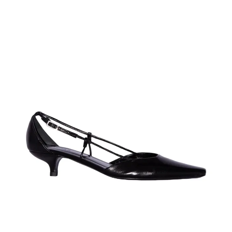 By Far 40mm Francine Creased Leather Pumps-1