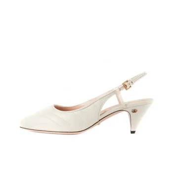 GUCCI GG Matelassé Cone Heel High Heels 7.5cm Women's Ecru