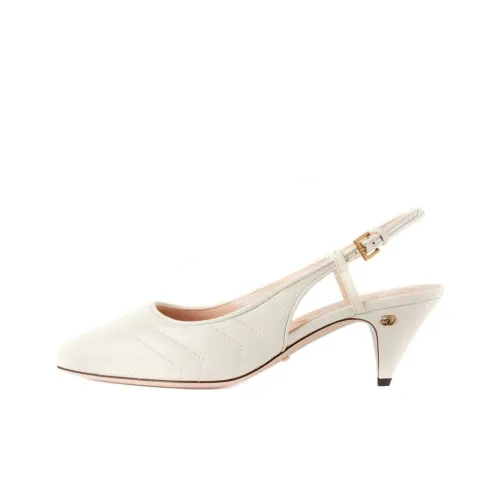 GUCCI GG Matelassé Cone Heel High Heels 7.5cm Women's Ecru