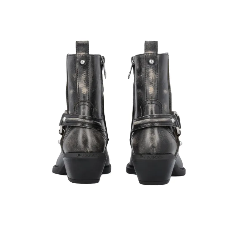 PINKO Tex Distressed Cowboy Ankle Boots Women's-6