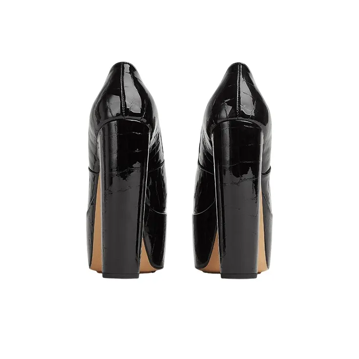 Bottega Veneta Mostra Chunky Heel High Heels 14.5cm Women's Black-4