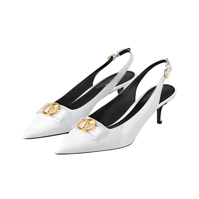 LOUIS VUITTON Insider Slim Heel High Heels 5.5cm Women's White-3