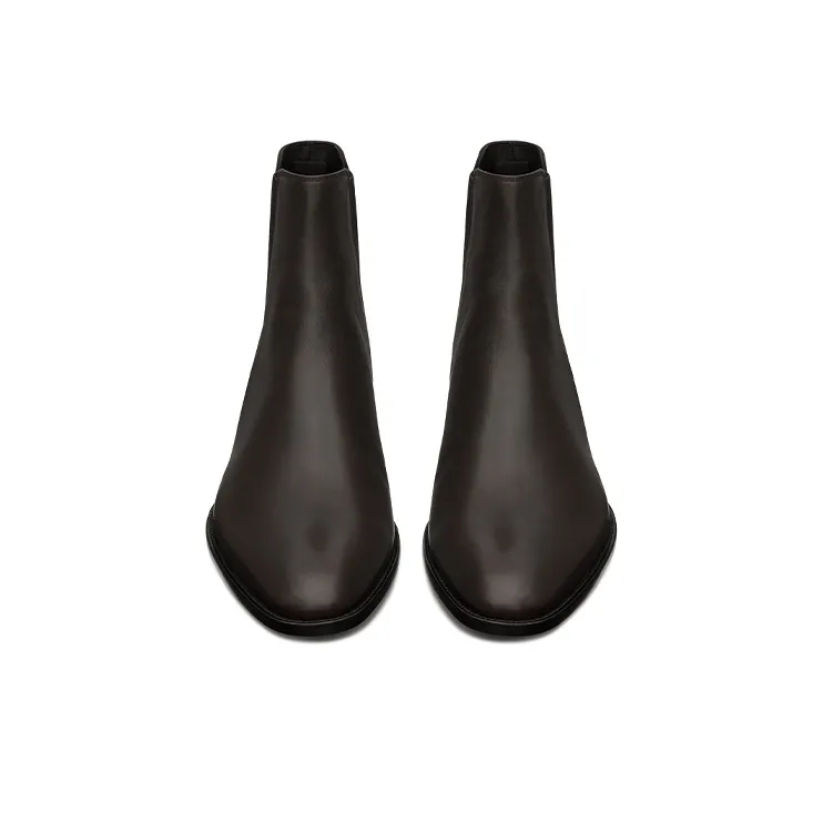 SAINT LAURENT Wyatt Ankle Length Chelsea Boots Women's Brown-4