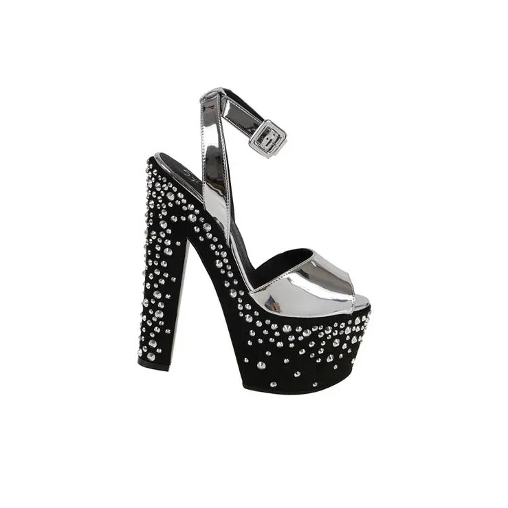 Giuseppe Zanotti/GZ Tarifa Jewel Irregular Heel High Heels Women's Black Silver-1