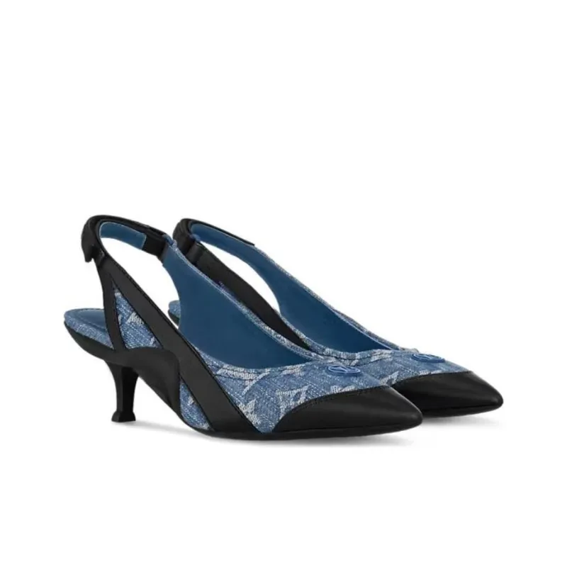 LOUIS VUITTON Archlight Slim Heel High Heels 5.5cm Women's Black Blue-2