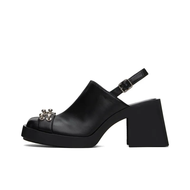 JUSTINE CLENQUET RAF Chunky Heel High Heels 8cm Women's Black-0