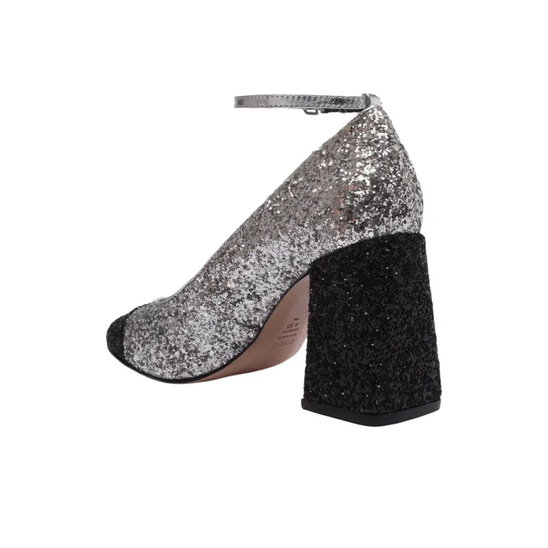 Schutz Dorothy Shine Chunky Heel High Heels 8.7cm Women's Silver-4
