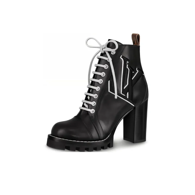 LOUIS VUITTON Trail Ankle Boots Women's Black White-0