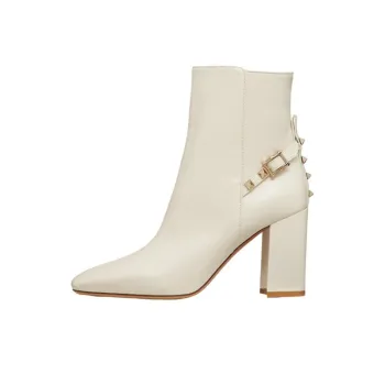 Valentino Rockstud Ankle Boots 9cm Women's White