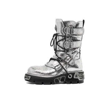 Paco Rabanne X New Rock Metallic Leather Boots