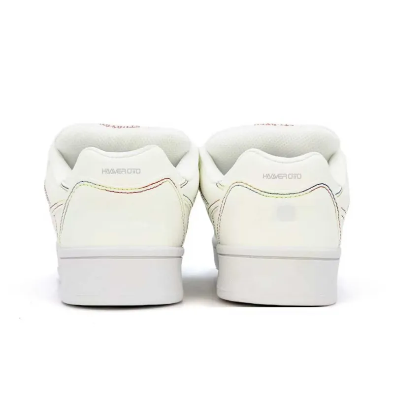 KAAVER OTTO Slip Resistant, Abrasion Resistant, Lightweight, Breathable Low Top Skateboard Shoes Women's White Rainbow-4