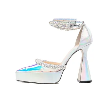 MACH & MACH Chunky Heel High Heels Women's Silver