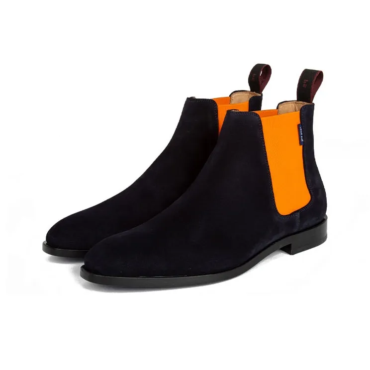 Paul Smith 'Gerald' Ankle-Length Chelsea Boots Men's Blue Orange-2