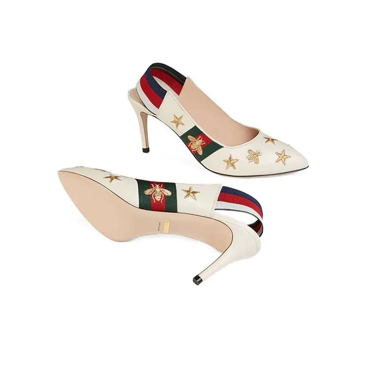 GUCCI Slim Heel High Heels 7.5cm Women's White-4