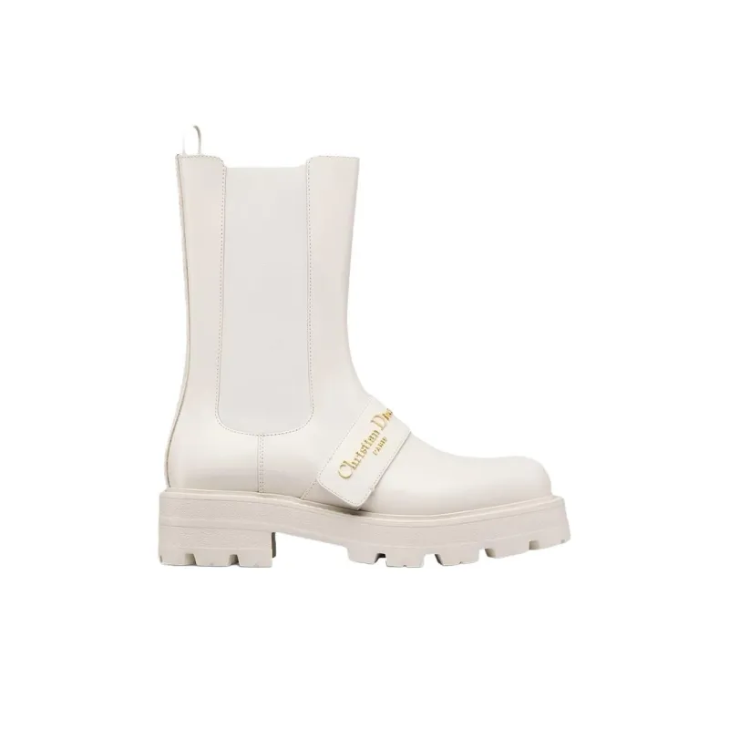 DIOR D Quest Short Chelsea Boots Women's White-1