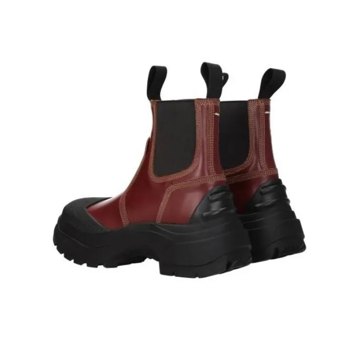 Maison Margiela Short Chelsea Boots 8.5cm Women's Burgundy-3