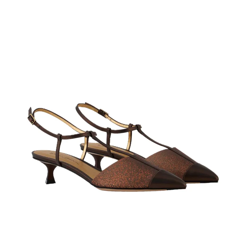 AMANI Flared Heel High Heels Women's Brown-2