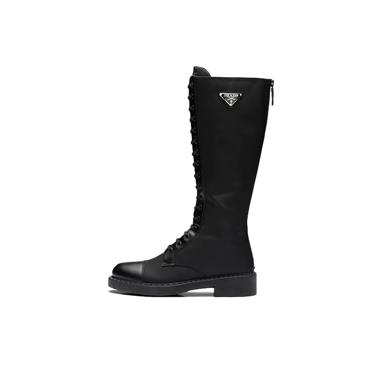 PRADA Women's Brushed Leather And Re-Nylon Boot 'Black'-0