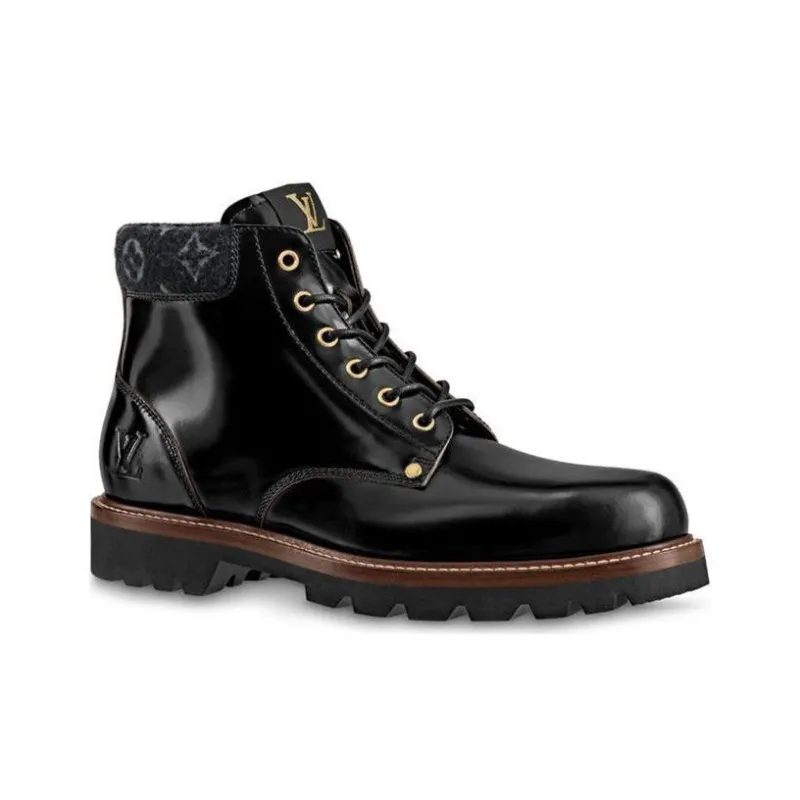 LOUIS VUITTON Oberkampf Ankle-Length Martin Boot Men's Black-3