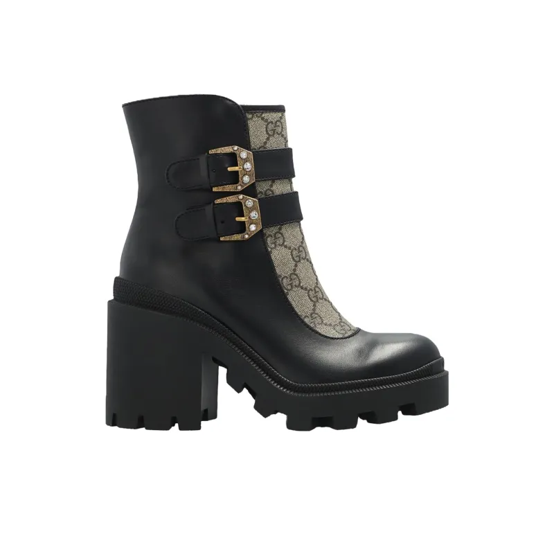 GUCCI Women's Ankle Boot 'Buckles Black Beige' Women's-1