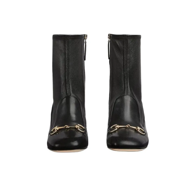 GUCCI Horsebit Ankle Boots 7.5cm Women's Black-3