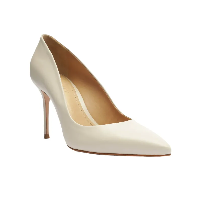 Schutz Lou Lo Slim Heel High Heels 8.4cm Women's White-2