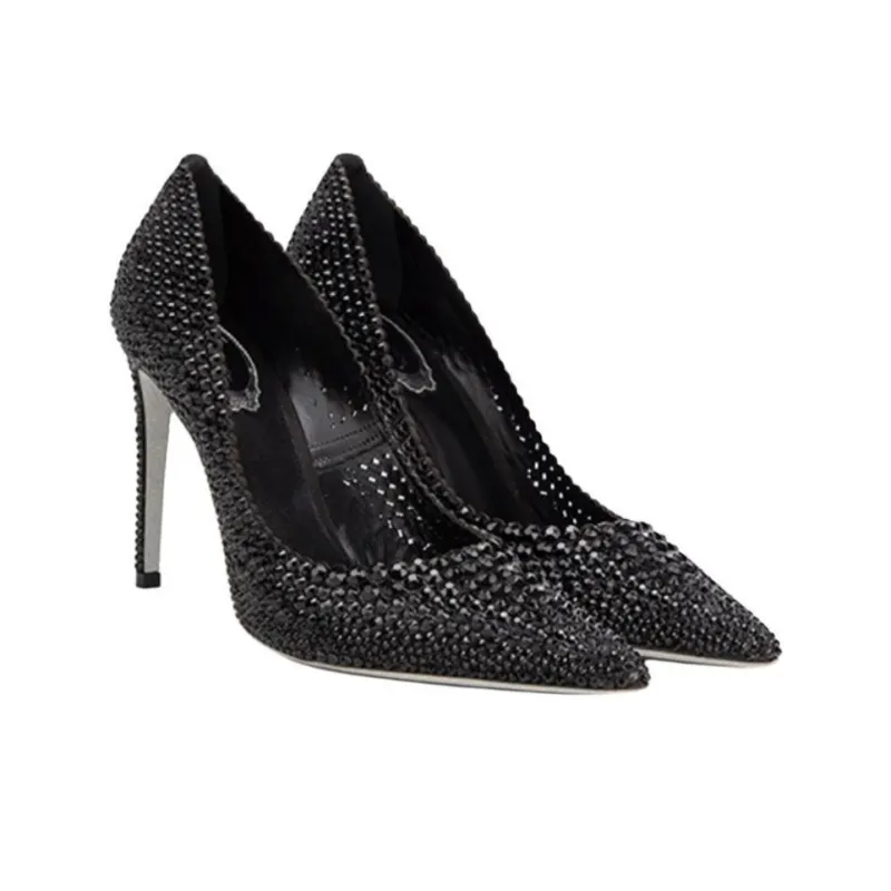 RENE CAOVILLA Carrie Slim Heel High Heels 10.5cm Women's Black-2
