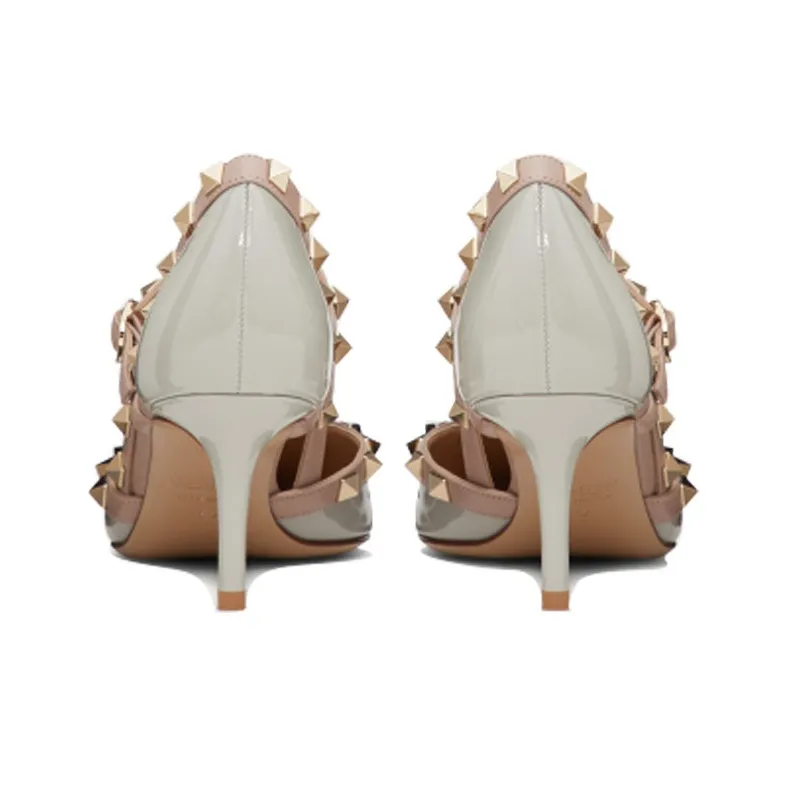 Valentino Rockstud Slim Heel High Heels Women's Blue-4