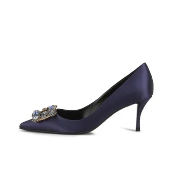 Roger Vivier Flower Strass Slim Heel High Heels Women's Purple