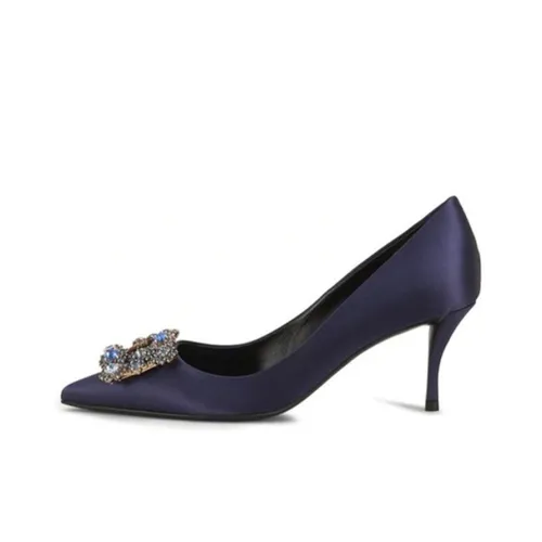 Roger Vivier Flower Strass Slim Heel High Heels Women's Purple