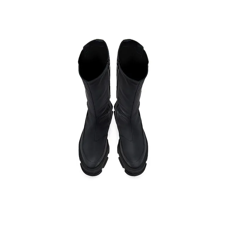 Both Knee High Chelsea Boots Women's Black-4