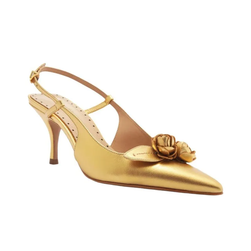Schutz Almas Slim Heel High Heels 8.2cn Women's Gold-2