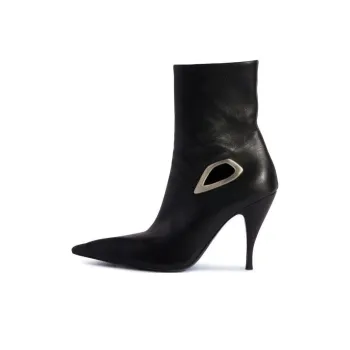 OFF WHITE Crescent Pointed Toe Ankle Boots Women's