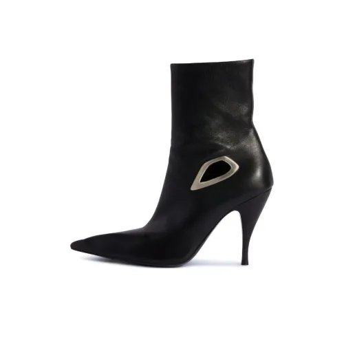 OFF WHITE Crescent Pointed Toe Ankle Boots Women's