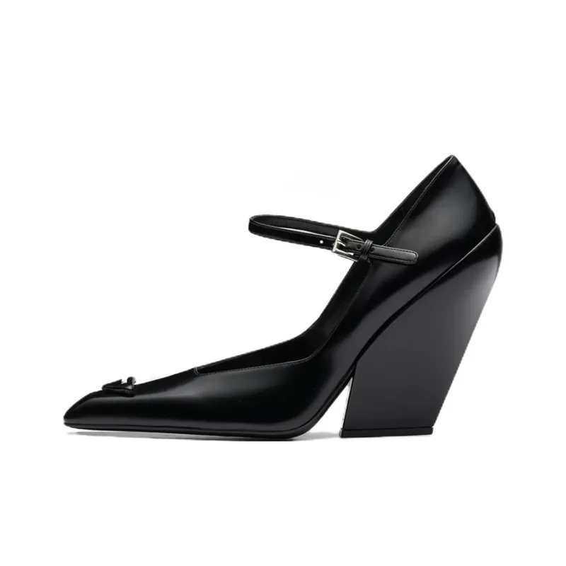 PRADA Brushed Leather Pumps 'Black' Women's-0