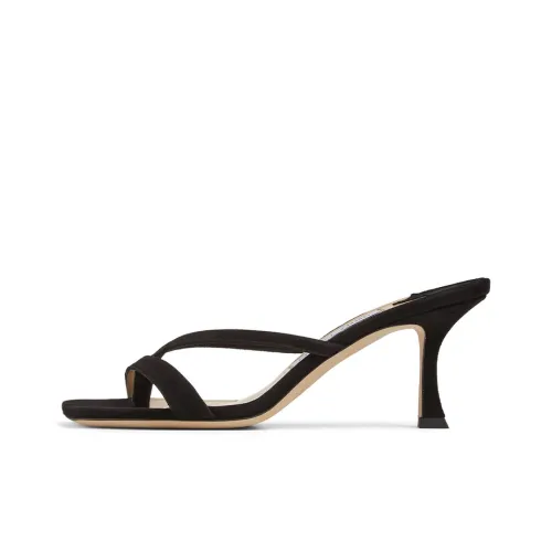 Jimmy Choo Maelie 70 Zhou Yangjie Slim Heel Slide Slippers 7cm Women's Black
