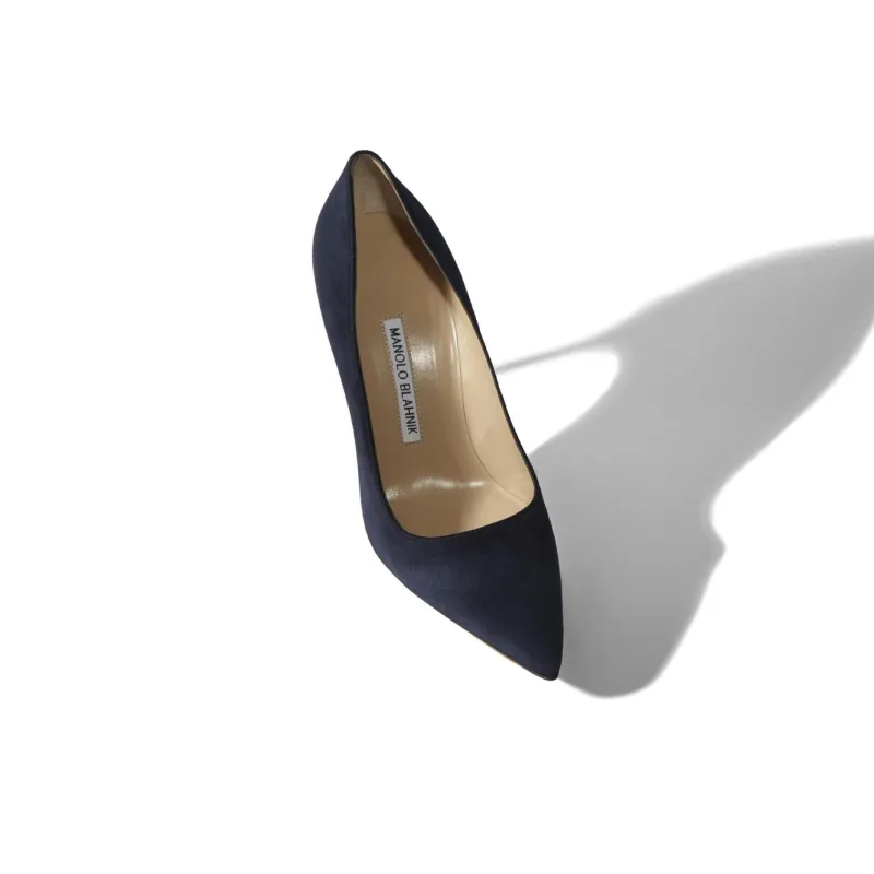 MANOLO BLAHNIK Slim Heel High Heels 7cm Women's Dark Blue-4