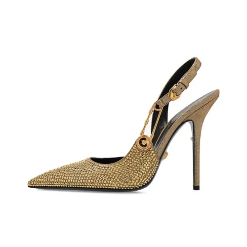VERSACE Medusa Slim Heel High Heels 11cm Women's Gold