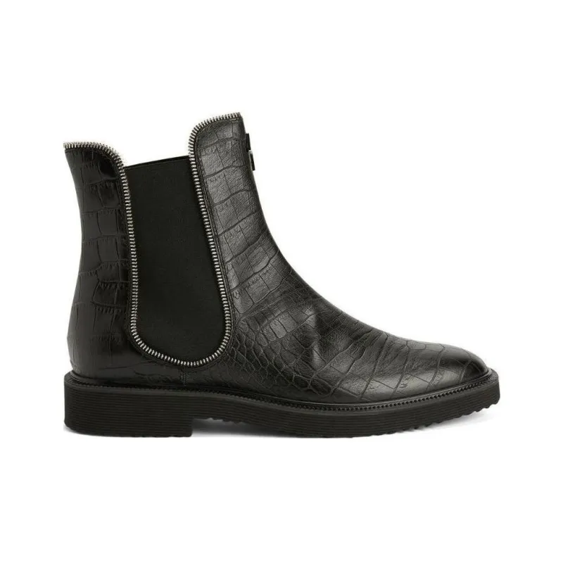 Giuseppe Zanotti Crocodile effect Leather Ankle Boots-1