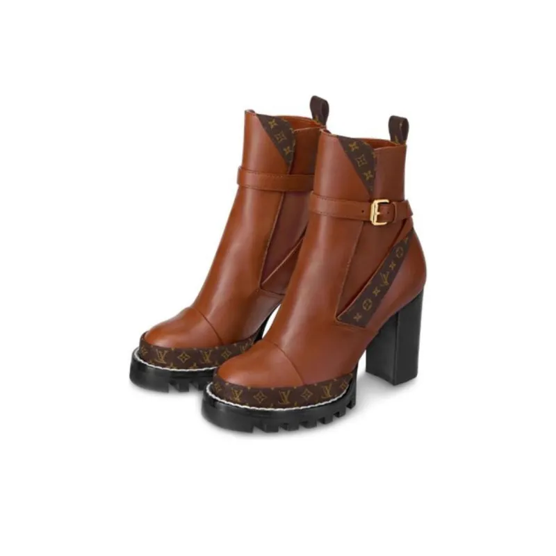 LOUIS VUITTON Lv Star Trail Ankle Boots 'Brown' Women's-2