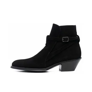SAINT LAURENT Buckled Strap Ankle Boots