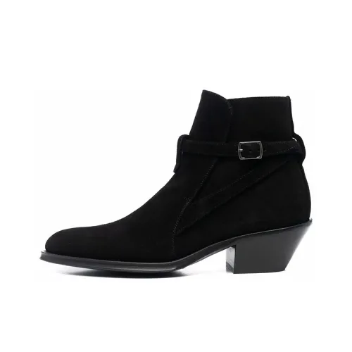 SAINT LAURENT Buckled Strap Ankle Boots