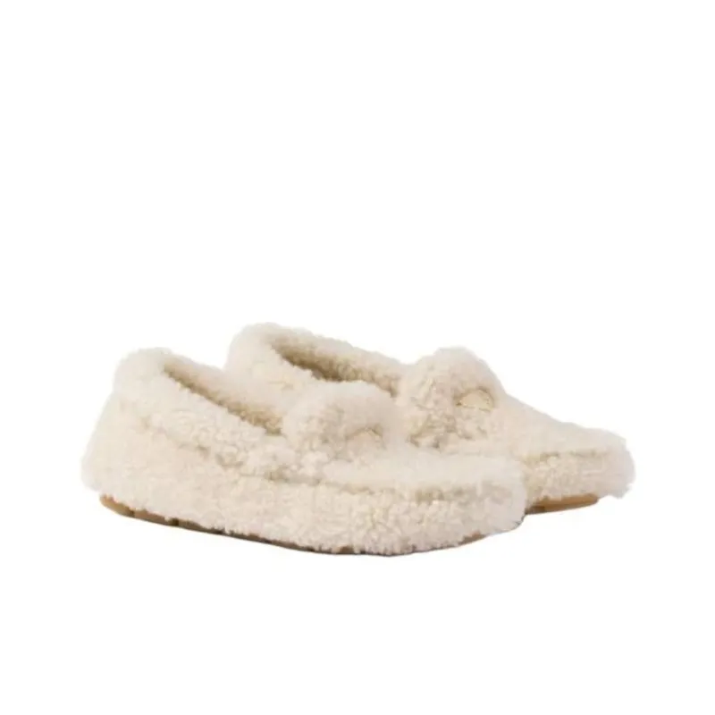 PRADA Triangle Loafers Women's Ecru-2