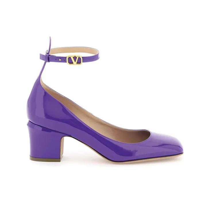 Valentino Tan-Go Chunky Heel High Heels Women's Purple-1