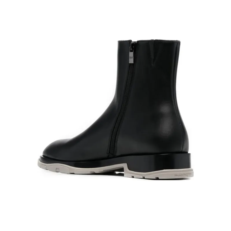 Alexander McQueen Half Leather Boot Black Grey-3